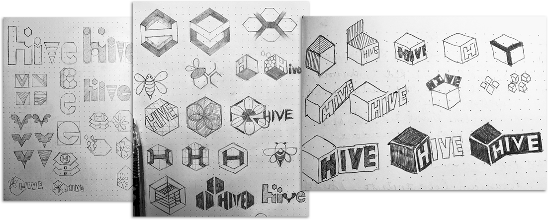 logo sketches on paper